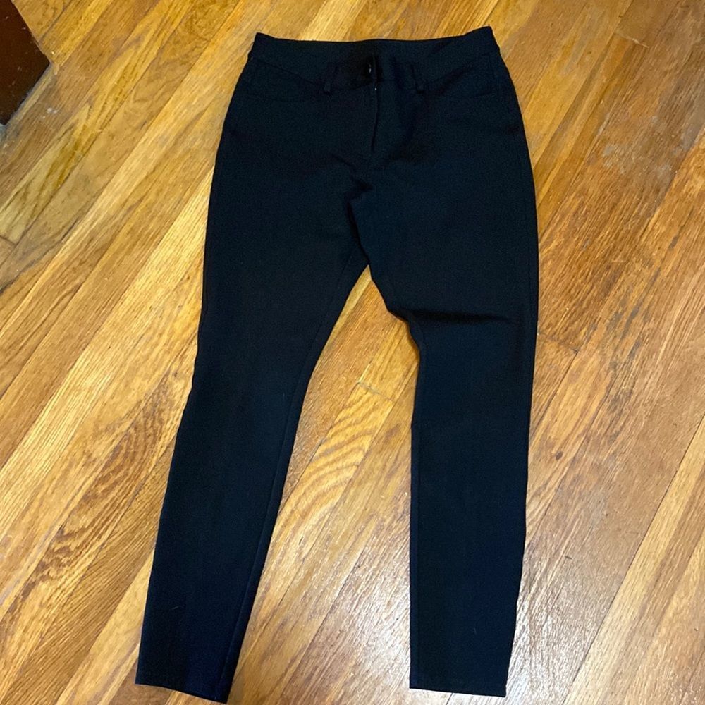 Bar III black ponte button pull on stretch pants